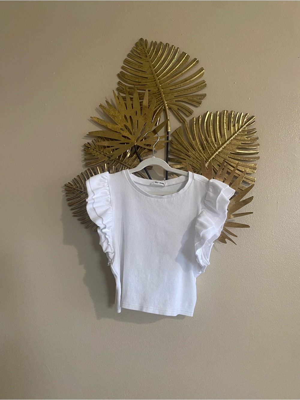 Girls' White Ruffle Sleeve Top - Classic Everyday Tee